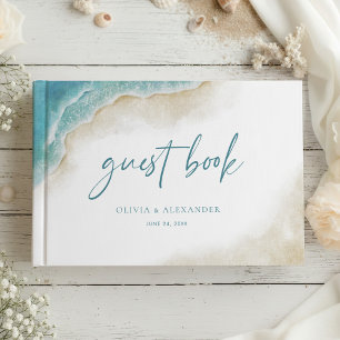 Aquarell-Ozean-Sommer-Strand-Hochzeit Gästebuch