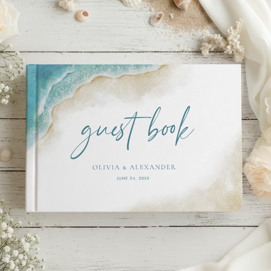 Aquarell-Ozean-Sommer-Strand-Hochzeit Gästebuch