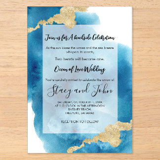 Aquarell-Ozean-Tropenstrand-Insel-Hochzeit Acryleinladungen
