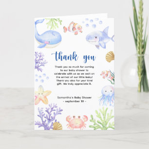 Aquarell-Ozeantiere - Danke, Baby Shower Dankeskarte