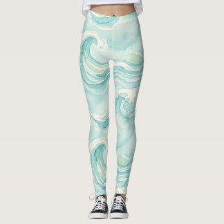 Aquarell-Ozeanwellen-Muster Leggings