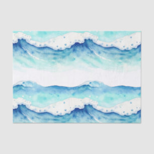 Aquarell-Ozeanwellen-Rahmen Seidenpapier