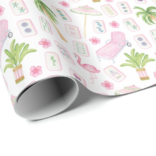 Aquarell Palm Beach Mahjong Geschenkpapier (Rolleneckpunkt)