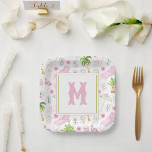 Aquarell Palm Beach Mahjong Pappteller