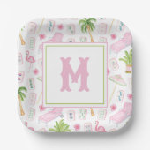 Aquarell Palm Beach Mahjong Pappteller (Vorderseite)