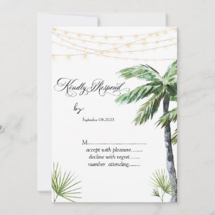 Aquarell-Palm-Schnurlichter RSVP  Einladung