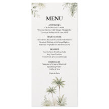 Aquarell-Palmbaum-Hochzeitsmenükarte
