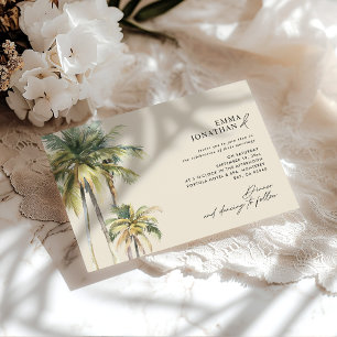Aquarell-Palmbaum-Ziel Küstenhochzeit Einladung