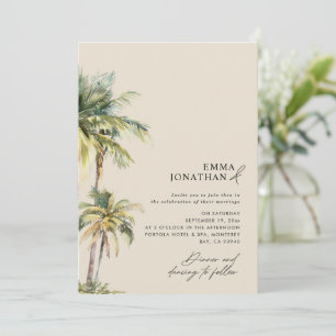 Aquarell-Palmbaum-Ziel Küstenhochzeit Einladung