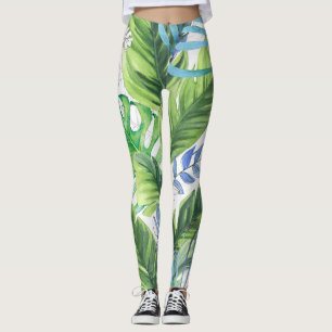 Aquarell-Palmblätter, exotischer nahtloser Hinterg Leggings