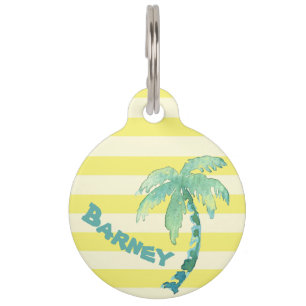 Aquarell-Palme-Gelb Stripes Sommer Haustiermarke