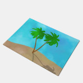 Aquarell-Palme-Strand-Szenen-Collage Fußmatte (Schrägansicht)