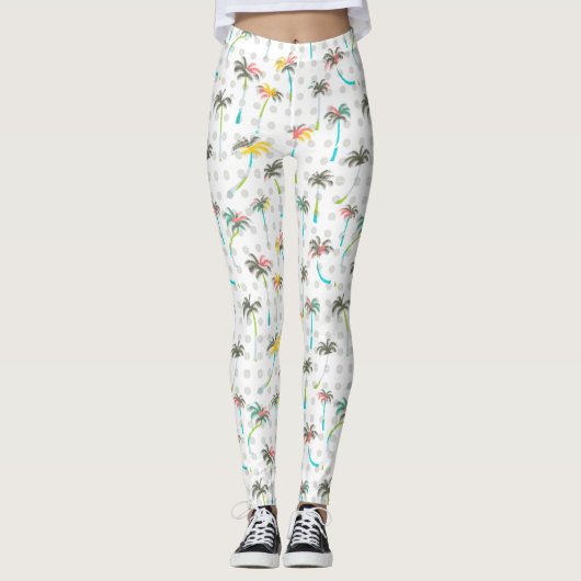 Aquarell-Palmen 2 Leggings (Vorderseite)
