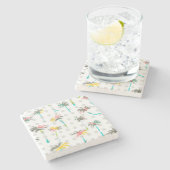 Aquarell-Palmen 2 Steinuntersetzer (Seitenansicht)