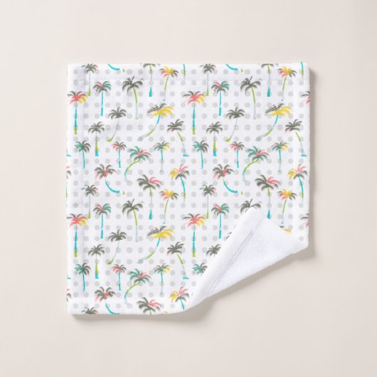 Aquarell-Palmen Badhandtuch Set (Waschlappen)