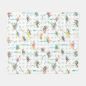 Aquarell-Palmen Fleecedecke (Vorderseite (Horizontal))