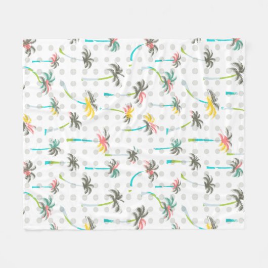 Aquarell-Palmen Fleecedecke (Vorderseite (Horizontal))