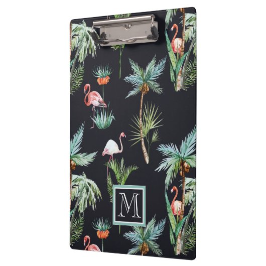 Aquarell-Palmen-Muster | addieren Ihre Initiale Klemmbrett (Links)