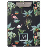 Aquarell-Palmen-Muster | addieren Ihre Initiale Klemmbrett (Vorderseite)