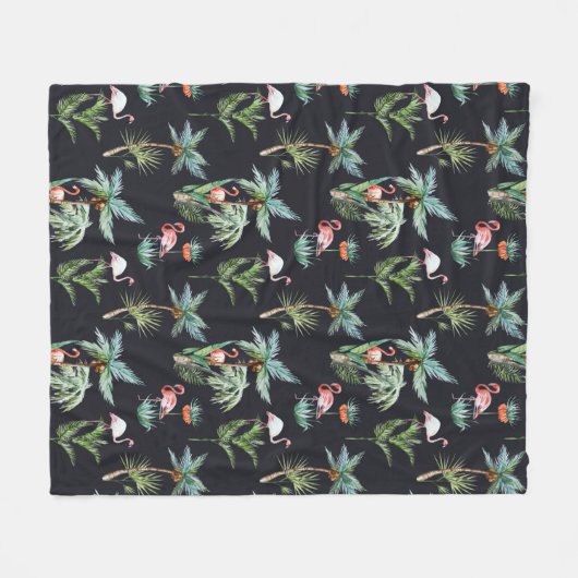Aquarell-Palmen-Muster Fleecedecke (Vorderseite (Horizontal))