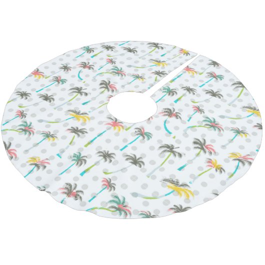 Aquarell-Palmen Polyester Weihnachtsbaumdecke (Schrägansicht)