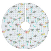 Aquarell-Palmen Polyester Weihnachtsbaumdecke (Vorderseite)