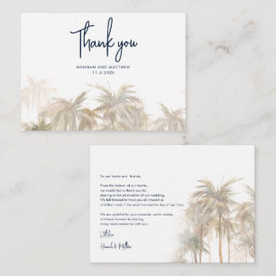 Aquarell-Palmen-Script Hochzeit Danke Mitteilungskarte