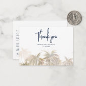 Aquarell-Palmen-Script Hochzeit Danke Mitteilungskarte (Vorderseite/Rückseite Beispiel)