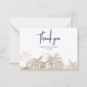 Aquarell-Palmen-Script Hochzeit Danke Mitteilungskarte (Vorderseite)