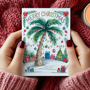 Aquarell-Palmen-Weihnachtskarte Feiertagskarte