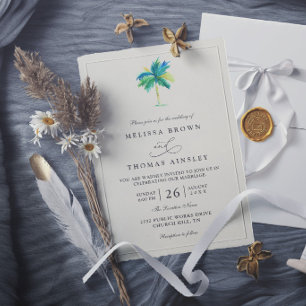 Aquarell-Palmenbaum-Ziel Elegante Hochzeit Einladung
