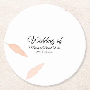 Aquarell-Pampas-Blatt-Silhouette-Hochzeit Runder Pappuntersetzer