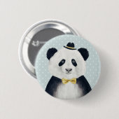 Aquarell-Panda-Bär Button (Vorne & Hinten)
