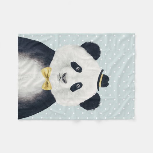 Aquarell-Panda-Bär Fleecedecke (Vorderseite (Horizontal))