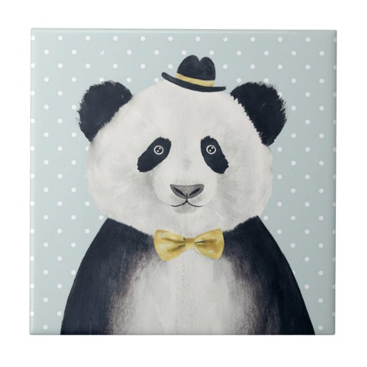 Aquarell-Panda-Bär Fliese (Vorderseite)
