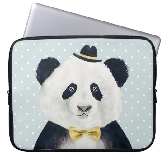 Aquarell-Panda-Bär Laptopschutzhülle (Vorderseite)
