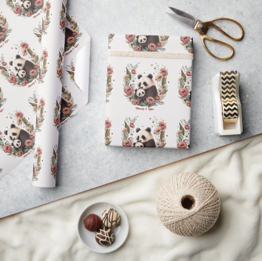 Aquarell Panda New baby Holiday Geschenkpapier (Kunsthandwerk)