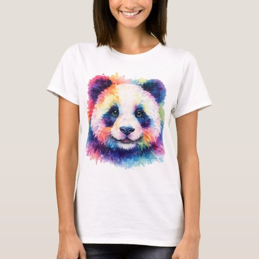 Aquarell Panda T-Shirt - Schwarz & Weiß (Vorderseite)
