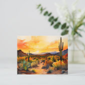 Aquarell-Panorama der Sonora-Wüste Postkarte (Stehend Vorderseite)