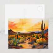 Aquarell-Panorama der Sonora-Wüste Postkarte (Vorne/Hinten)