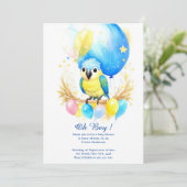 Aquarell Papagei Babydusche Einladung (Stehend Vorderseite)