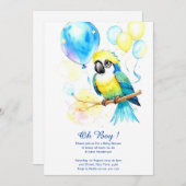 Aquarell Papagei Babydusche Einladung (Vorne/Hinten)
