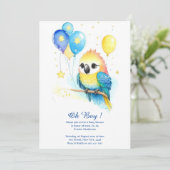 Aquarell Papagei Babydusche Einladung (Stehend Vorderseite)