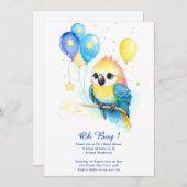 Aquarell Papagei Babydusche Einladung (Vorne/Hinten)