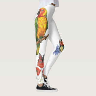Aquarell-Papagei und Schmetterlinge Design Leggings