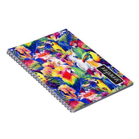 Aquarell-Papageien | addieren Ihren Namen Notizblock (Rechte Seite)