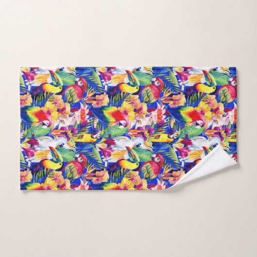Aquarell-Papageien Badhandtuch Set (Handtuch)