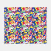 Aquarell-Papageien Fleecedecke (Vorderseite (Horizontal))