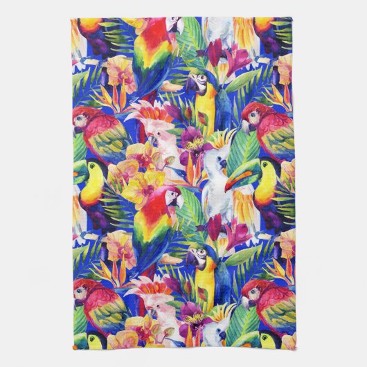 Aquarell-Papageien Geschirrtuch (Vertikal)