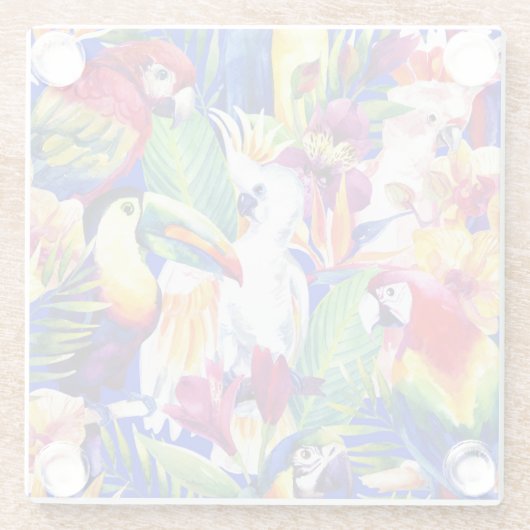 Aquarell-Papageien Glasuntersetzer (Rückseite)